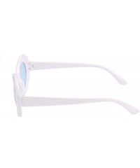 Oversized Womens Mens Cat Eye Bold Retro Oval Sunglasses Thick Frame - White / Blue Lens - CX186X94S56 $10.25