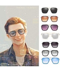 Aviator Tony Stark Glasses Retro Square Aviator Sunglasses for Men Women Metal Frame - Silver/Gray - CP18XH38LY4 $11.21