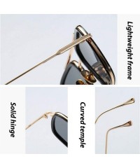 Aviator Tony Stark Glasses Retro Square Aviator Sunglasses for Men Women Metal Frame - Silver/Gray - CP18XH38LY4 $11.21