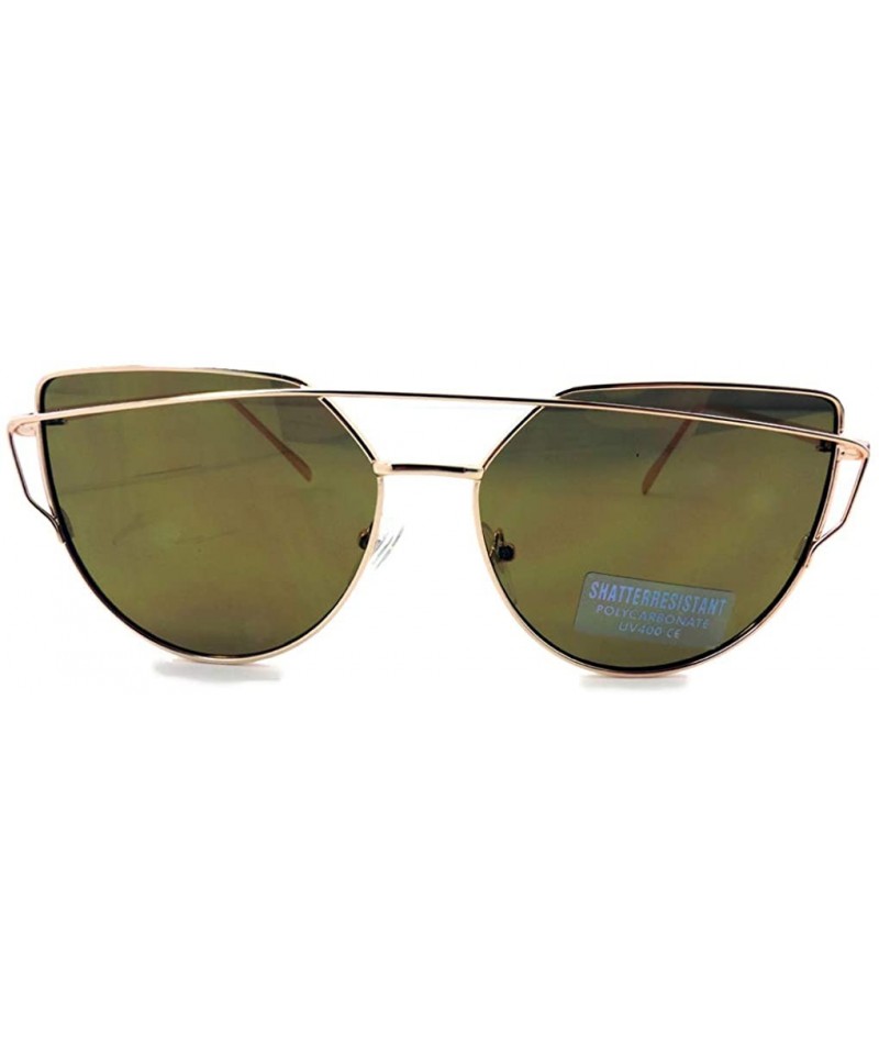 Cat Eye Cats Eye Shape Sunglasses Metal Vintage Mirrored Women UV 400 - Brown - Frame on Frame Design - C618EOM057N $13.85