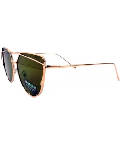 Cat Eye Cats Eye Shape Sunglasses Metal Vintage Mirrored Women UV 400 - Brown - Frame on Frame Design - C618EOM057N $13.85