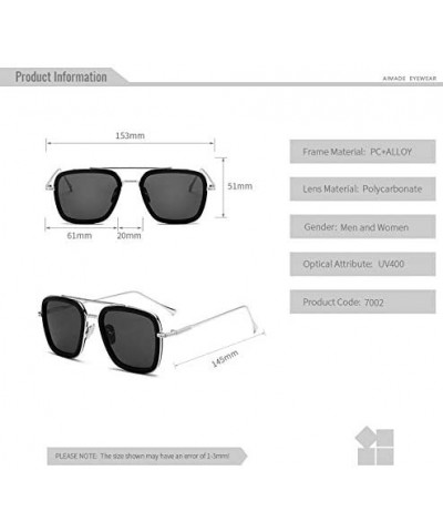 Sport Tony Stark Sunglasses Square Metal Frame Men Women Unisex Vintage Aviator Square Sunglasses - C718X2Z5I4H $11.28
