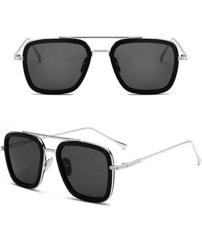 Sport Tony Stark Sunglasses Square Metal Frame Men Women Unisex Vintage Aviator Square Sunglasses - C718X2Z5I4H $11.28