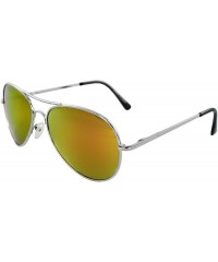 Aviator SVRORMR Pilot Fashion Aviator Sunglasses Silver Black Frame Orange Mirror Lenses for Men and Women - C01197GYI4J $8.67