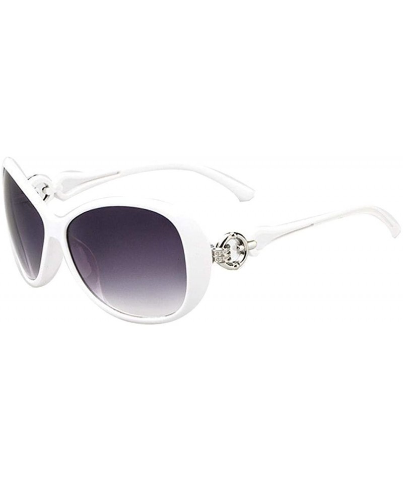 Oval Women Fashion Oval Shape UV400 Framed Sunglasses Sunglasses - White - CS195I0K72S $17.96