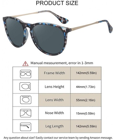 Wayfarer Polarized Sunglasses for Women Vintage Retro Round Mirrored Lens - Grey Blue Leopard Frame Grey Lens - C519COIQTN0 $...