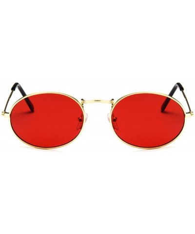 Oversized Retro Oval Sunglasses Women Luxury Vintage Small Black Red Yellow Shades Sun Glasses Oculos UV400 - Goldgray - CE19...