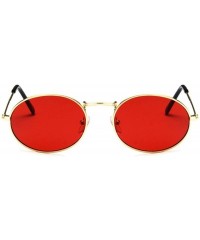 Oversized Retro Oval Sunglasses Women Luxury Vintage Small Black Red Yellow Shades Sun Glasses Oculos UV400 - Goldgray - CE19...