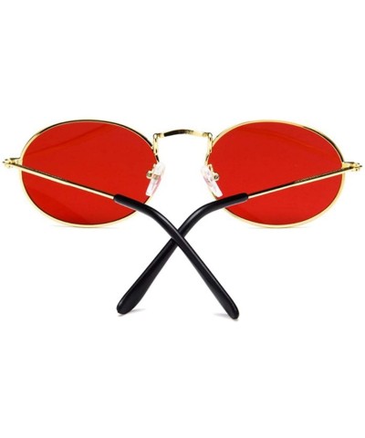 Oversized Retro Oval Sunglasses Women Luxury Vintage Small Black Red Yellow Shades Sun Glasses Oculos UV400 - Goldgray - CE19...