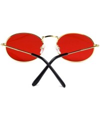 Oversized Retro Oval Sunglasses Women Luxury Vintage Small Black Red Yellow Shades Sun Glasses Oculos UV400 - Goldgray - CE19...