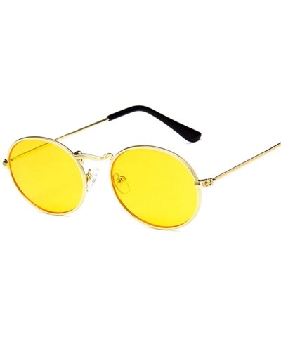 Oversized Retro Oval Sunglasses Women Luxury Vintage Small Black Red Yellow Shades Sun Glasses Oculos UV400 - Goldgray - CE19...