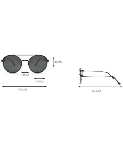 Round 2020 Men's Fashion Set Mirror Polarized One Mirror Multipurpose Retro Fashion Metal Ladies Sunglasses - Silver - CJ193E...