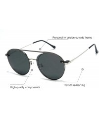 Round 2020 Men's Fashion Set Mirror Polarized One Mirror Multipurpose Retro Fashion Metal Ladies Sunglasses - Silver - CJ193E...