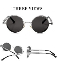 Goggle Vintage Round Steampunk Sunglasses for Women Men Retro Hippie Style Sun Glasses Circle Metal Frame - C519944QE7C $16.21