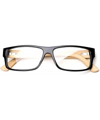 Square "Kayden" Retro Unisex Plastic Fashion Clear Lens Glasses - Bamboo Black - C412N4Z7JTI $9.45