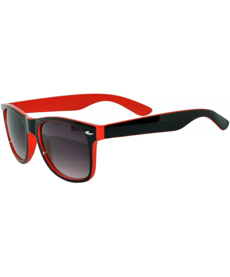 Rectangular New Retro Vintage Wayfarer Two - Tone Sunglasses Smoke Lens - Red - CO11P7E4U11 $11.02