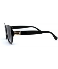 Oversized Womens Thick Mod Plastic Butterfly Oversize Cat Eye Sunglasses - Black Smoke - C718ZWOYNRU $9.93