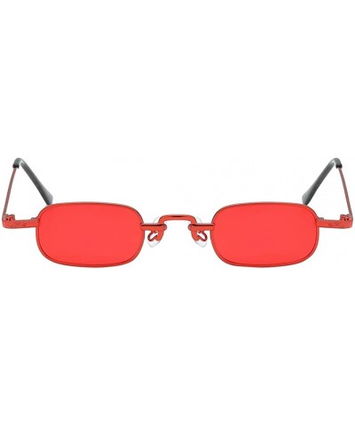 Square Vintage Small Square Punk Sunglass Metal Rectangle Sunglass - Red - CV18ADLU8DK $11.52