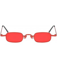 Square Vintage Small Square Punk Sunglass Metal Rectangle Sunglass - Red - CV18ADLU8DK $11.52