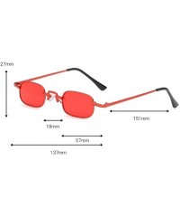 Square Vintage Small Square Punk Sunglass Metal Rectangle Sunglass - Red - CV18ADLU8DK $11.52