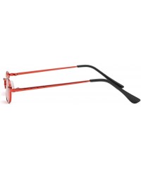 Square Vintage Small Square Punk Sunglass Metal Rectangle Sunglass - Red - CV18ADLU8DK $11.52