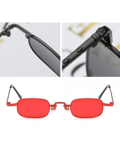 Square Vintage Small Square Punk Sunglass Metal Rectangle Sunglass - Red - CV18ADLU8DK $11.52