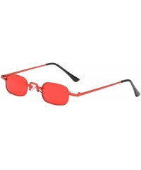 Square Vintage Small Square Punk Sunglass Metal Rectangle Sunglass - Red - CV18ADLU8DK $11.52