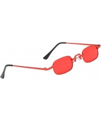 Square Vintage Small Square Punk Sunglass Metal Rectangle Sunglass - Red - CV18ADLU8DK $11.52