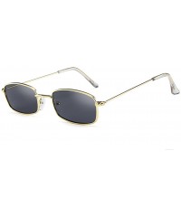 Oval Small Metal Frame Square Sunglasses Non Polarized Lens - Gold/Smoke - CJ18EGKKD6G $8.40