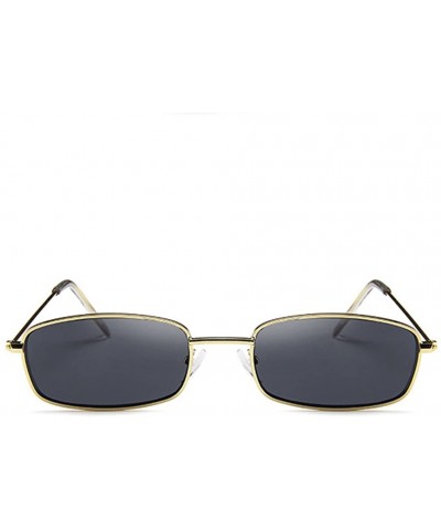 Oval Small Metal Frame Square Sunglasses Non Polarized Lens - Gold/Smoke - CJ18EGKKD6G $8.40