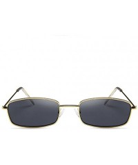 Oval Small Metal Frame Square Sunglasses Non Polarized Lens - Gold/Smoke - CJ18EGKKD6G $8.40