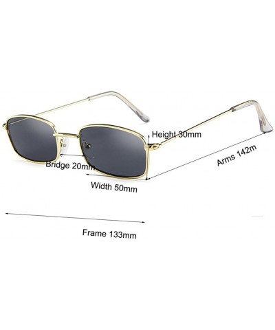 Oval Small Metal Frame Square Sunglasses Non Polarized Lens - Gold/Smoke - CJ18EGKKD6G $8.40