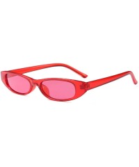 Goggle Vintage Small Sunglasses Fashion Narrow Oval Frame eyewea for neutral - Red - CZ18DTQIDZ3 $9.00