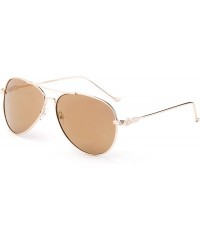 Aviator Aston" - Modern Celebrity Design Fashion Sunglasses Aviator Style for Men and Women - Gold/Brown - CP17YE5QTAS $10.53