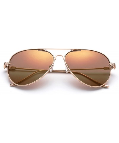 Aviator Aston" - Modern Celebrity Design Fashion Sunglasses Aviator Style for Men and Women - Gold/Brown - CP17YE5QTAS $10.53