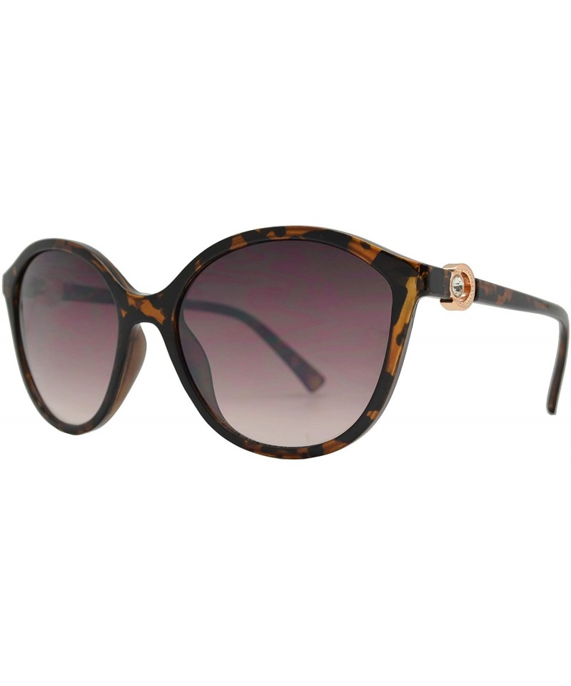Round Round CatEye Sunglasses with Rhinestone for Women - Tortoise + Brown - CW18OOYOK4H $13.40