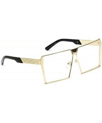 Square OVERSIZED Square Modern Semi Rimless Metal Flat Clear Lens - C018EOMD4HE $9.61