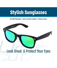 Round Stylish 80th Retro Unisex Polarized Sunglasses UV400 Classic Vintage Chic - Black-ice Green - C118DUZND44 $10.07