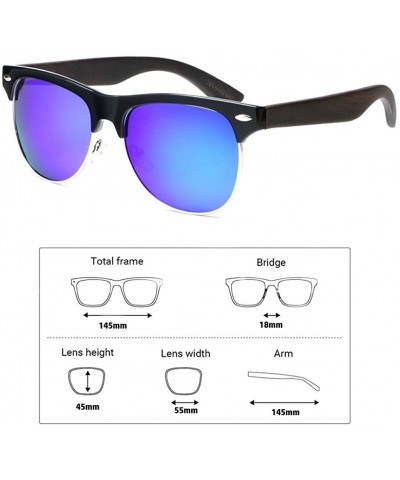 Goggle Bamboo Wood Sunglasses-Mens Womens Handmade Semi Rimless Polarized Wooden Sunglasses - Walnut Wood - CA18H27TTLX $14.58