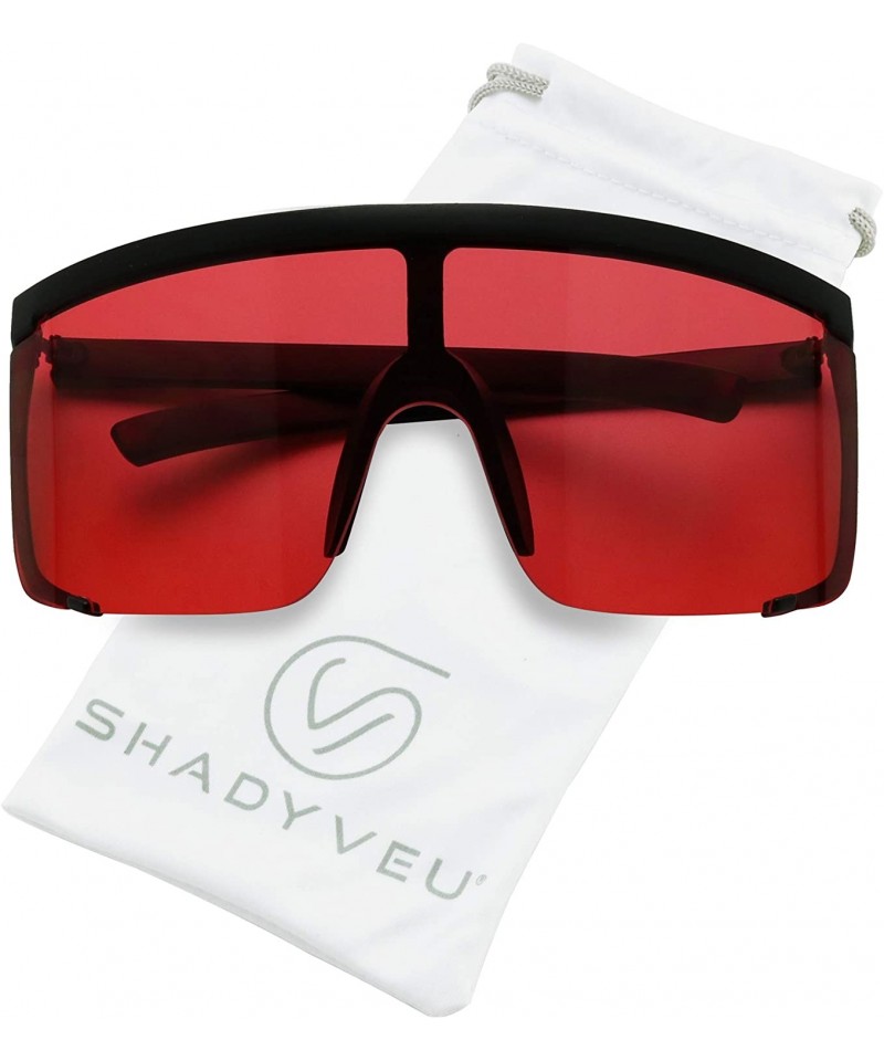 High Fashion Color Tinted Rounded Lens Flat Top Oversize Shield