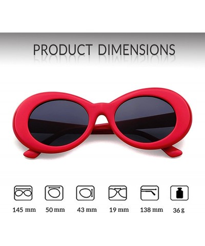 Goggle Clout Goggle Oval Sunglasses Round Lens Bold Retro Kurt Cobain Glasses - Red - C2189KAK4HA $10.87