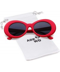 Goggle Clout Goggle Oval Sunglasses Round Lens Bold Retro Kurt Cobain Glasses - Red - C2189KAK4HA $10.87