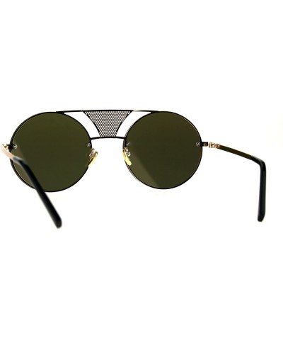 Round Round Circle Frame Sunglasses Rims Behind Lens Unique Bridge Design - Gold (Peach Mirror) - C3187EK75L8 $11.63