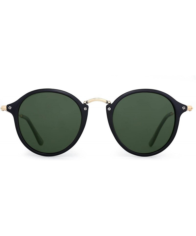 Oversized Retro Polarized Round Sunglasses for Women Vintage Small Mirror Glasses - C4186NY07R8 $20.01