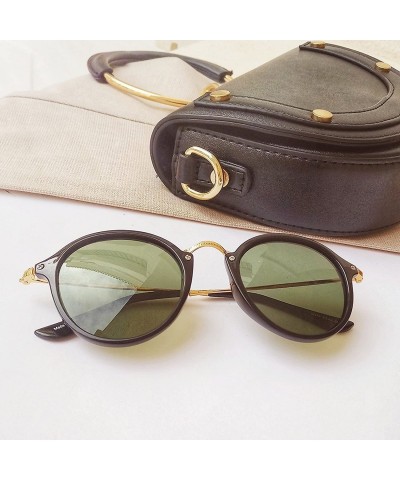 Oversized Retro Polarized Round Sunglasses for Women Vintage Small Mirror Glasses - C4186NY07R8 $20.01