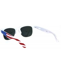 Rectangular Mens American Flag Print Half Horn Rim Hipster Sunglasses - White Orange Mirror - C318LNM0086 $8.87