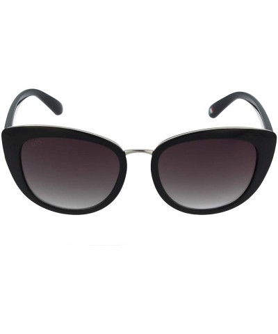 Cat Eye 7096 Cat-Eye Fashion Sunglasses - UV Protection - Black / Silver - CY18KDHI0ZU $29.19