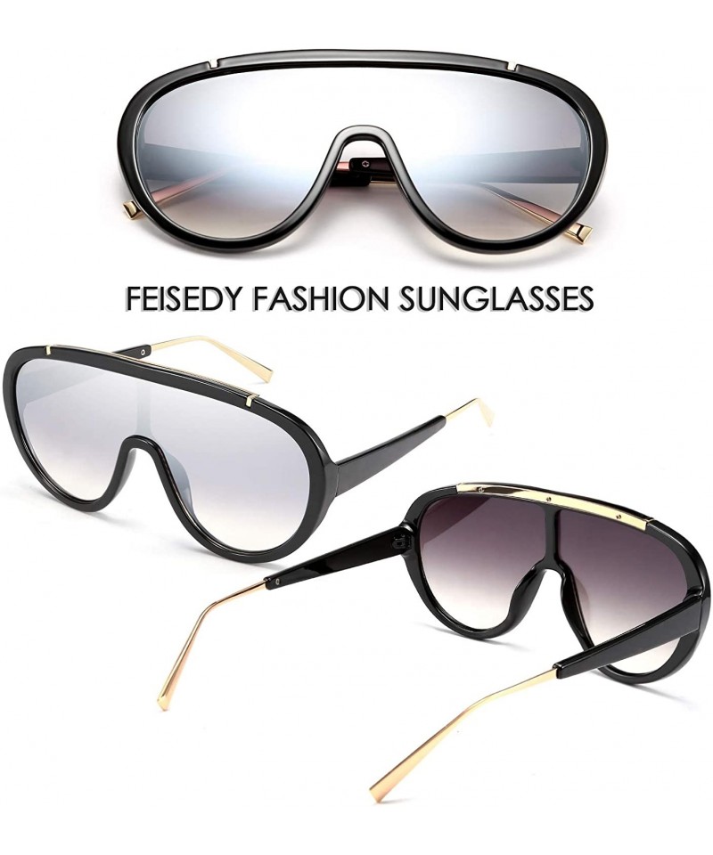  FEISEDY One Piece Square Sunglasses Women Men Metal