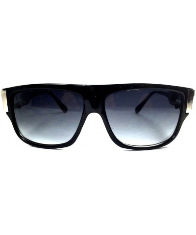 Oversized Gazelle Underboss Hip Hop Flat Top Sunglasses - Glossy Black & Silver - CN182MGD4U9 $7.87