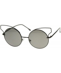 Cat Eye Women's Full Metal Open Design Frame Round Cat Eye Sunglasses 55mm - Black / Smoke - CS12J347HBZ $12.45